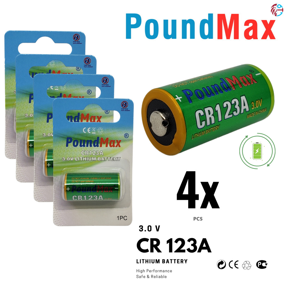 PoundMax CR123A 3.0v Lithium Camera Battery – 4 Count