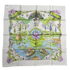 HERMES Carré90 Silk Scarf White 90cm x 90cm 100 Silk