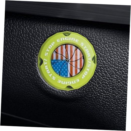 Stylish Car Push Start Button Cover, American Flag Rotary Car Engine Green