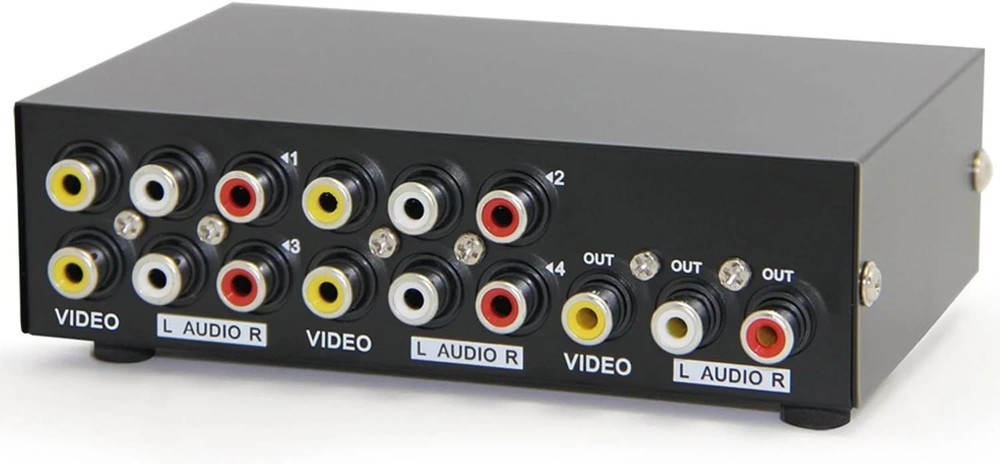 4-Way AV Switch RCA Switcher 4 in 1 Out Composite Video 4 In 1