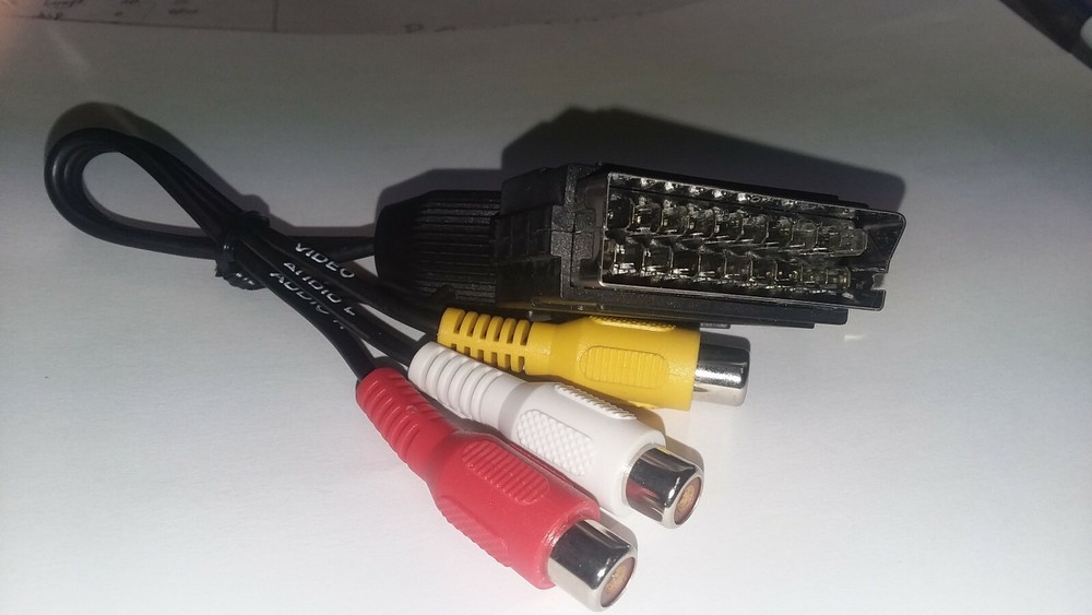 SCART male to 3 RCA Composite Audio Video female 8″ long adapter, 21Pin to 3 RCA