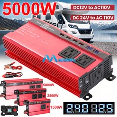 5000W Inversor de corriente DC 12V 24V a AC 110V 120V Convertidor con 3 AC 4 USB
