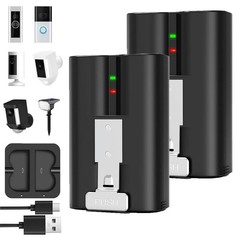 2 Pack 7200mAh Rechargeable Battery and Charger Station for Ring Doorbell 2/3/4