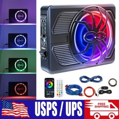 800W Wireless 10” Slim Under Seat Powered Car Subwoofer w/Built-in Amplifier
