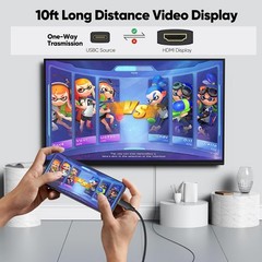 USB C to HDMI Cable 10ft Long, [Audio&Video Sync] 4K@30Hz 1080P@120Hz 10 Feet