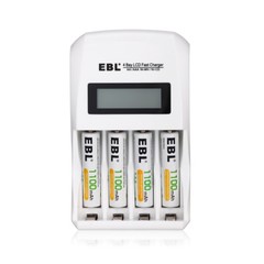 EBL LCD Charger for AA AAA Rechargeable Batteries NIMH NICD 4-Bay Smart