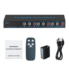 New 4 In 3 Out AV Switch RCA Switcher Box Video L/R Stereo Audio AV Selector Box