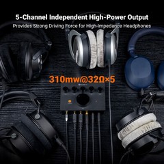 Fosi Audio PH05 Headphone Distribution Amplifier, Stereo 1-in-5-out, 16-300Ω IEM