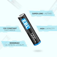 EBL AA Lithium 3000mAh AAA 1200mAh Batteries Non-rechargeable 1.5V + Case Lot