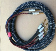 6ft-50’FT Pure Copper BiWire Speaker USA Cable 1 Pair, 2x11AWG to 4X14AWG Banana