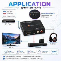 J-Tech Digital Premium Quality 4k HDMI to HDMI + Audio (SPDIF + RCA Stereo) A…