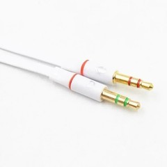 Headset Splitter 3.5mm Jack Dual Male Adapter Mic and Audio Headphone Gold
