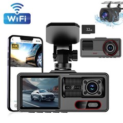4K Dash Cam Front and Rear Dual Dash Camera 1080P WIFI & GPS With 32GB SD Card
