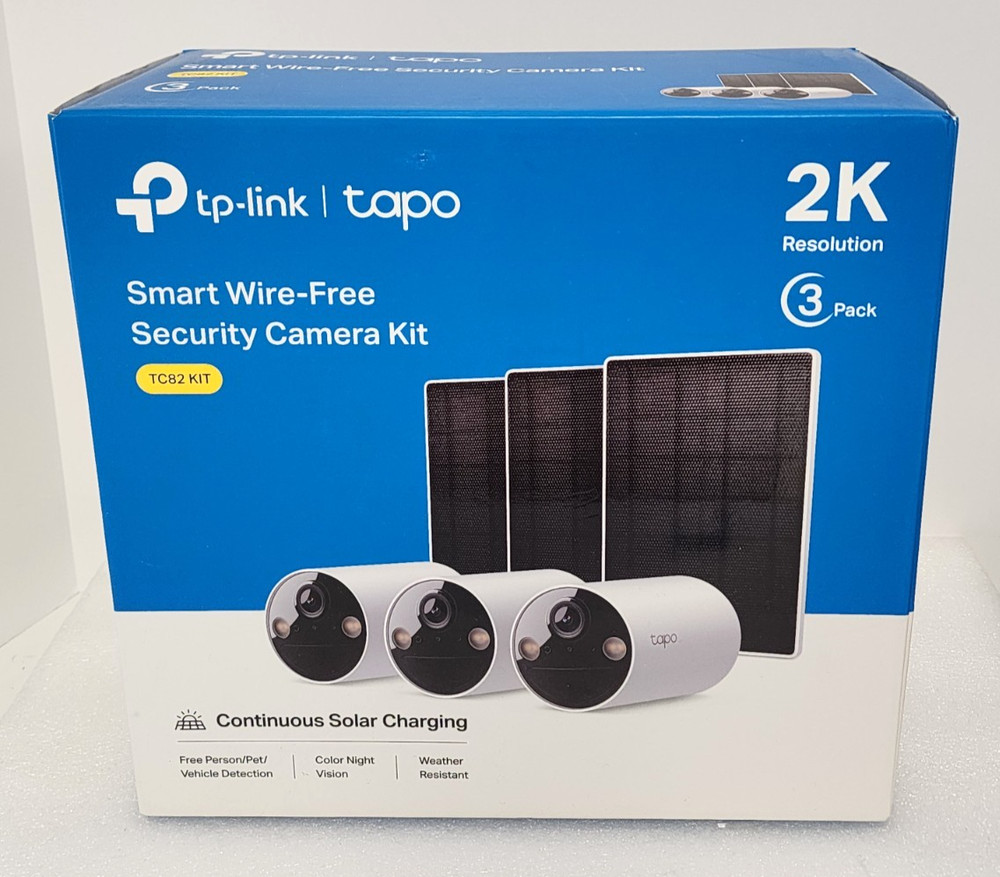 TP-Link Tapo 2k Solar Smart Security Camera, 3-pack Wire-Free Detection, NEW