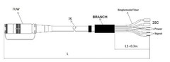 FUW Breakout SMPTE Camera Cable to 2 SC Fibers+2 Power +2 Signal Wire