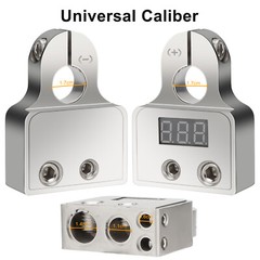Car Battery Terminal Connectors Kit w/ Digital Voltmeter Display 0/4/8 AWG Gauge