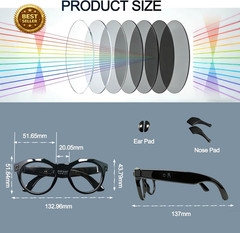 AI Smart Glasses 4K POV Camera Video Recording Bluetooth Audio Translation Lens