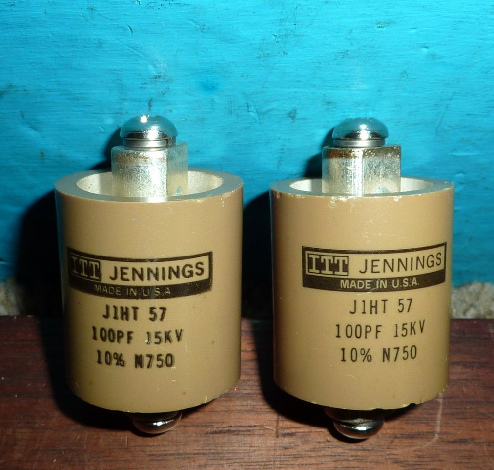 2 ITT Jennings J1HT-57 Doorknob Capacitors 100pf@15kV N750