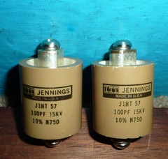 2 ITT Jennings J1HT-57 Doorknob Capacitors 100pf@15kV N750