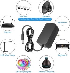 12V 2A Power Supply, AC 120V to DC12V 5.5×2.1mm Jack Converter, 12 Volt LED Driv