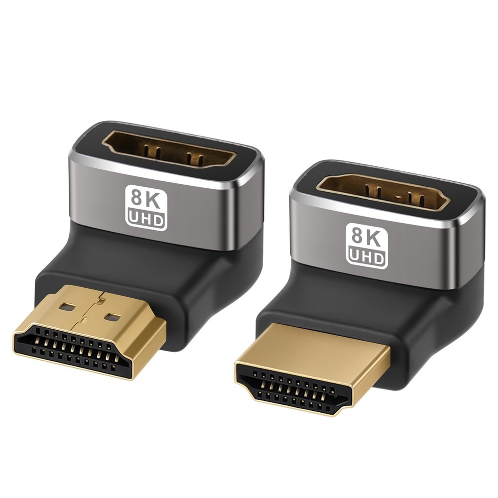 2 Pack 8K HDMI 2.1 90 Degree Up Down Male to Female Adapter