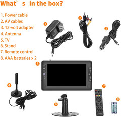 9″ IPS Screen Portable TV with Digital ATSC Tuner, USB Port, AV Input, Built-In