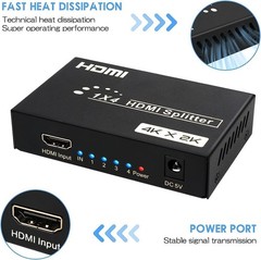 HDMI Splitter 1 in 4 Out, 4Kx2K @30Hz HDMI 1×4