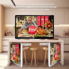 Sylvox 15.6″ Mini TV 12 Volt TV 90° Flip Down ±45° Rotatable 1080P for Mini Spa