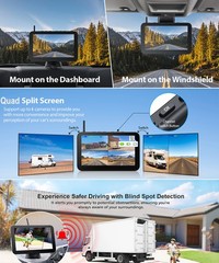 Solar Magnetic Wireless RV Backup Camera 1080P 7” Monitor for Car Truck Camper