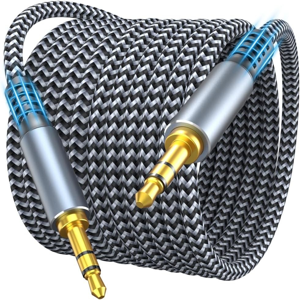 Aux Cord 4ft, 3.5mm Audio Cable Male to Male for Car Stereo, Nylon Braided Aux