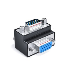 VGA Adapter – SVGA D-Sub 15 Pin, M/F, 90° Right Angle Connector for Monitors