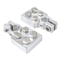 For SAE 4 Spot Flat Battery Terminal Car Audio Top Post 4/0 AWG Lugs + Bolts