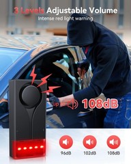 Car Vibration Sound & Light Alarm with Remote, 108dB Automobile Anti-Theft Vi…
