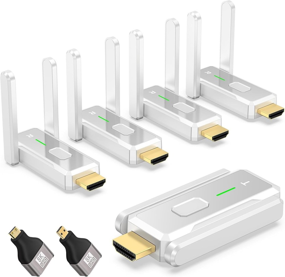 Wireless HDMI 1TX 4RX Kit Stream to 4 TVs 1080P Plug & Play No WiFi