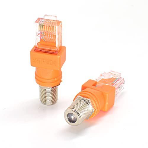 Coaxial to Ethernet Adapter, 2 Pack Coax RF F Female to RJ45 Male Converter Uiin