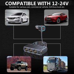9 in 1 Multi Car Cigarette Lighter Socket Expander USB Charger Power Adapter