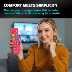 EZclicker Big Button Universal TV Remote (Pink) Simple Easy to Use, Pink