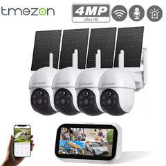 4MP Solar Security Cameras Outdoor Wireless 4-Cam Kit 2-Way Audio Night Vision
