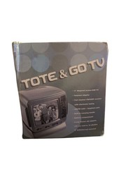 Vtg Tote & Go Mini 5″ TV & AM/FM Radio Black White CRT Prepper Television Tested