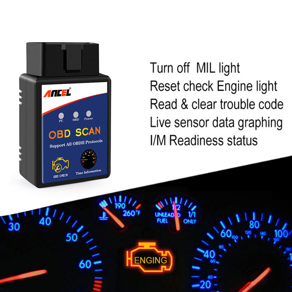 ELM327 Dongle OBD2 Code Reader Bluetooth Automotive Diagnostic Fit for Android