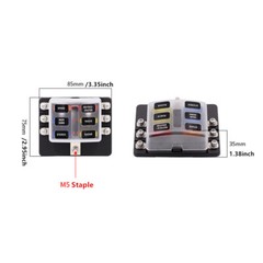 1X 6 Way 12V-32V Car Marine Fuse Box Block Holder W/ 12PCS Blade Fuses Red Light