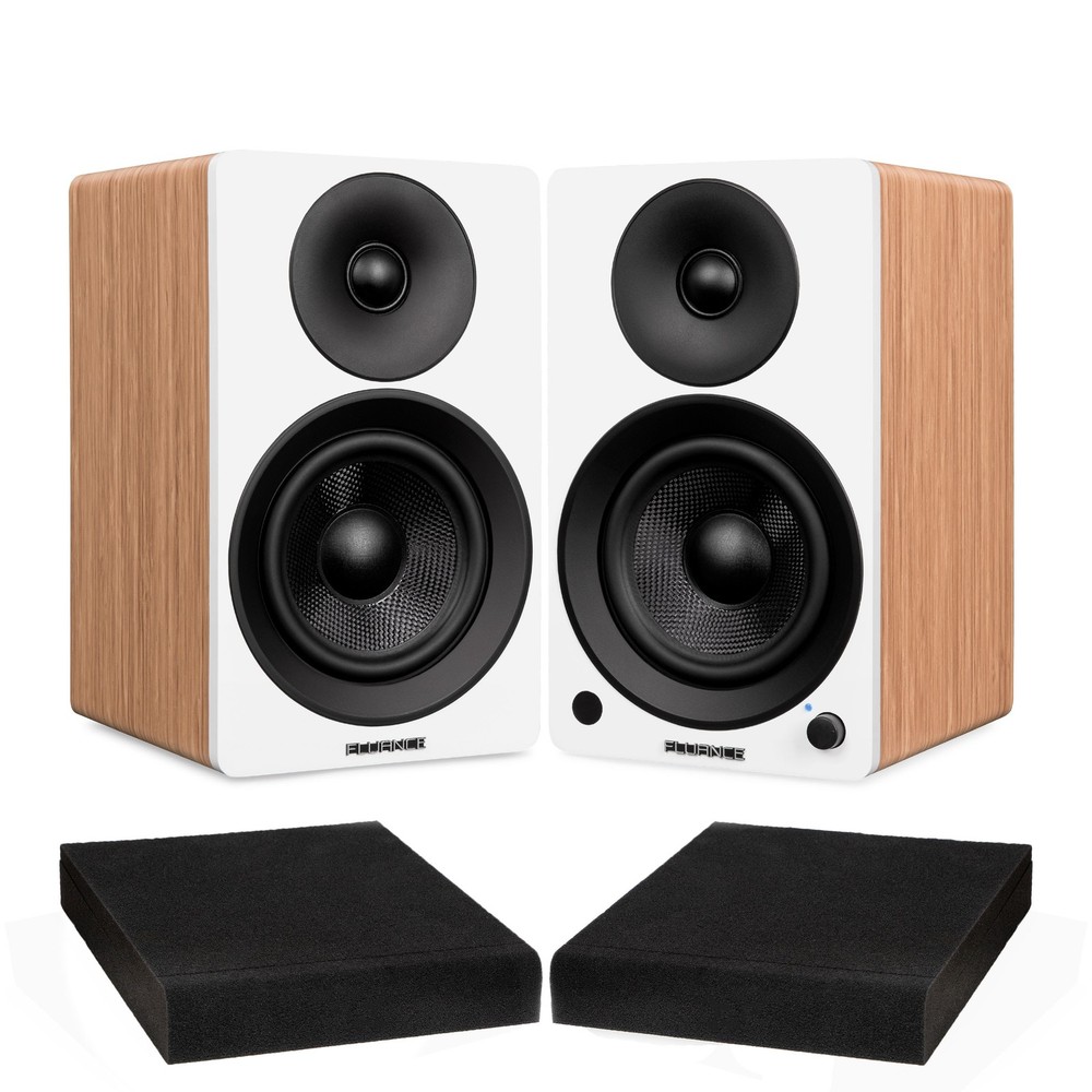 Fluance Powered 5″ Stereo Bookshelf Speakers w/ High Density Foam Isolation Pads