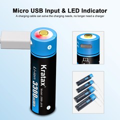 Kratax 1.5V USB AA AAA Rechargeable Li-Ion Batteries AA AAA Lithium Batteries