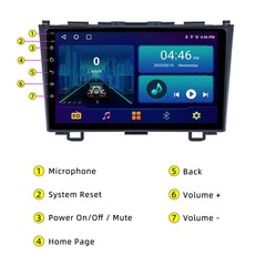 For Honda CRV 2007-2011 Carplay Android 15 Car Stereo Radio Navi GPS+Camera 64GB