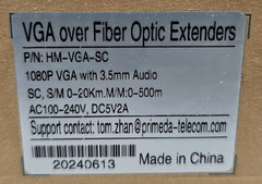 1080p VGA Fiber Extender SC Stereo 3.5mm Jack Up to 20km Single-Mode 500m Multi