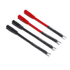 4Pc Banana Plug To Spade Adapter 4mm Speaker Connectors 12AWG 3″ Cable Set