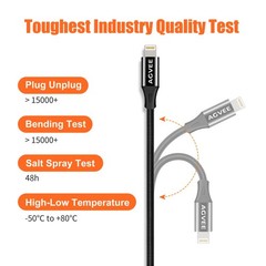 AGVEE [6.6ft Lightning Extension Cable Braided Female to Male 6.6ft, Black