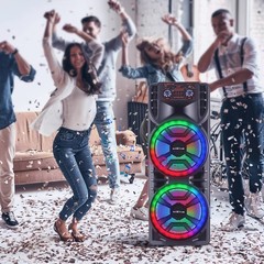12” Dual Portable Bluetooth Speaker Subwoofer FM Heavy Bass Sound Karaoke W/Mic