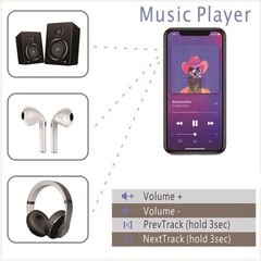 Bluetooth Music Player Remote Control for iOS Android Play Pause Volume