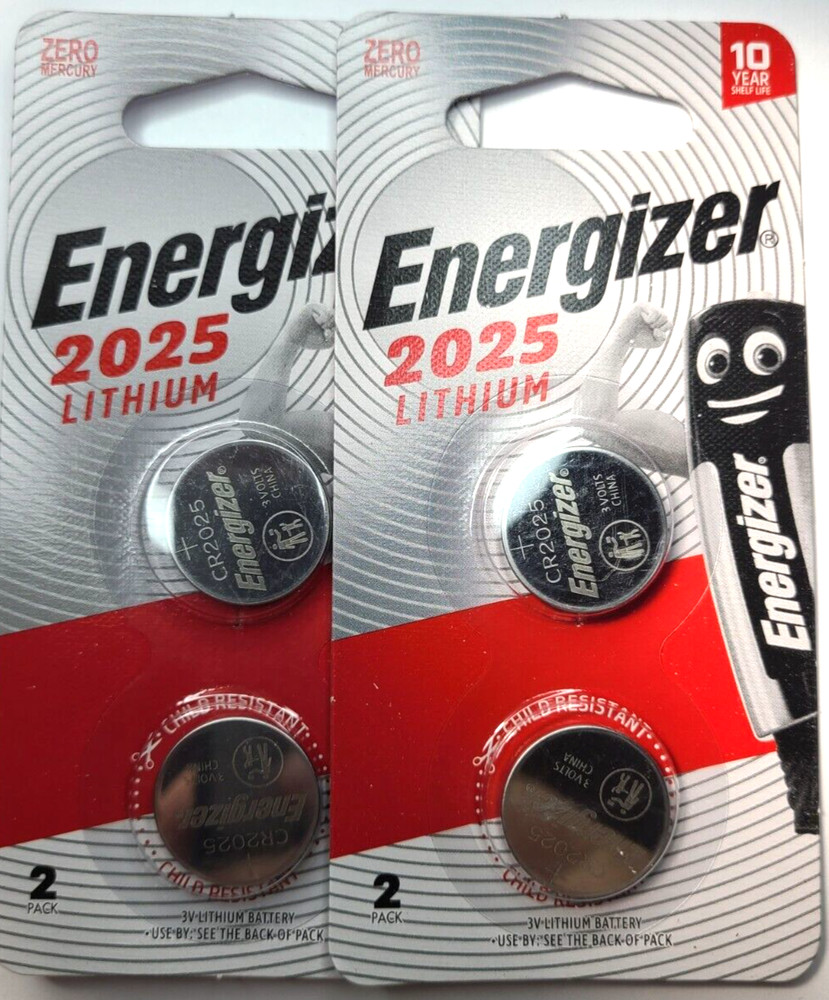 4 PK ENERGIZER ECR2025 3V LITHIUM BAT. DL2025 CR2025 (GREAT EXP 06/34) FREE TRAK
